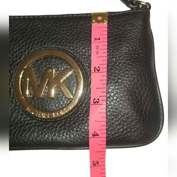 Michael Kors Black Leather Wristlet Bag Purse - Picture 5 of 8